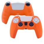Pandaren PS5 Controller Skin, Silicone Soft PS5 Controller Cover for Sony DualSense Controller Sweat-Proof Anti-Slip Silicone Grips Hand Grip with 8pcs FPS Pro Thumbsticks Cap Protector(Orange)