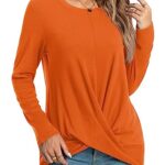 HOTGIFT Women Halloween Orange Tunics Top Long Sleeve Casual T-Shirts Legging Crewneck Blouse X-Large
