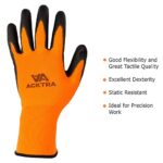 ACKTRA Ultra-Thin PU Safety WORK GLOVES 12 Pairs, WG002 Orange/Black, Large