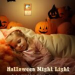 DORESshop Halloween Night Light 2 Pack- Spooky LED Nightlight, Pumpkin Paint, Adjustable Brightness, Auto On/Off, Ideal Night Light for Kids, Plug-in,Cute Decor for Halloween Enthusiasts