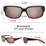 KastKing Skidaway Polarized Sport Sunglasses for Men and Women, Matte Orange Blackout Frame, Copper Base White Steel Mirror
