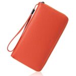 GOIACII Womens Wallet RFID Blocking Leather Zip Around Wallet Large Capacity Long Purse Credit Card Clutch Wristlet