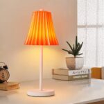 bdayanx Small Bedside Table Lamp for Bedroom – Reading Desk Lamps with 3 Way Dimmable Touch Control ?Nightstand Metal Lamp with Porcelain Shade for Kids Room,Living Room,Dorm,Home Office?Orange?
