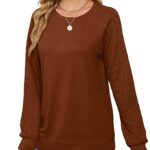 Saloogoe Womens Tops Casual Tunic Sweatshirts Loose Fit Cable Knit Winter Clothes Orange S