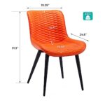 Fefances Orange Dining Chairs Set of 2 PU Leather Diamond Upholstered Modern Kitchen Dining Room Chairs Metal Thick Bar Counter Chairs High Back Home Kitchen Restaurant