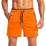 G Gradual Men’s Running Shorts with Zipper Pockets Quick Dry Gym Athletic Workout 5″ Shorts for Men (Orange, X-Large)