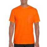 Gildan DryBlend Workwear T-Shirts with Pocket, 2-Pack, Safety Orange, XX-Large