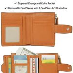 AINIMOER Women’s RFID Blocking Leather Small Compact Bi-fold Zipper Pocket Wallet Card Case Purse with id Window (Lichee Orange)