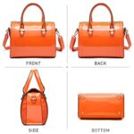 Dasein Shiny Patent Faux Leather Mini Barrel Body Satchel Handbag Shoulder Bag – Orange-new