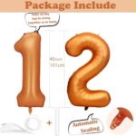 WEIKA 40 Inch Orange Foil Mylar 12 Number Balloon | 12th Birthday Decorations for Girls And Boys | 12 Birthday Balloon for | 12th Anniversary Decoration | 21 Birthday Balloon for Girls And Boys