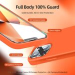 Dssairo 5-in-1 iPhone 13 Case: Liquid Silicone Shockproof & Ultra Slim, with 2 Screen & Camera Protectors (6.1″, Orange)