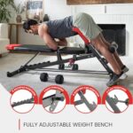 Finer Form Multi-Functional FID Weight Bench for Full All-in-One Body Workout – Hyper Back Extension, Roman Chair, Adjustable Sit up Bench, Incline, Flat & Decline Bench. Perfect with adjustable dumbbell set, barbell weight set or bench press