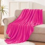 Exclusivo Mezcla Fleece Throw Blanket for Couch, Sofa and Bed, 300GSM Super Soft Blankets and Warm Throws, Cozy, Plush, Lightweight (50×60 inches, Hot Pink)