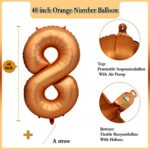 40 inch Orange Number Balloon Giant Foil Helium Balloons for 8th Birthday Party Decorations