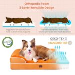 EHEYCIGA Orthopedic Dog Beds for Extra Large Dogs, Waterproof Memory Foam XL Dog Bed with Sides, Non-Slip Bottom and Egg-Crate Foam Big Dog Couch Bed with Washable Removable Cover, Orange