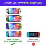 COMCOOL Dockable Case for Nintendo Switch OLED – [9 FT Military Grade Drop Protection] [with Tempered Glass Screen Protector and Thumb Grips] Protective Cover for Nintendo Switch OLED – Orange