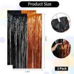 BEISHIDA 4 Pcs Black and Orange Party Streamers Fringe Foil Curtain Backdrop Tinsel Background Party Decoration for Door Wall Graduation Birthday Wedding Anniversary Christmas Party Decoration