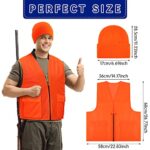 Jiuguva 6 Pcs Blaze Orange Vest Hunting Hat Vest and Cap, Include 3 Pcs Orange Safety Vest 3 Pcs Knit Ski Cap for Men Women Outdoor Sports Traffic Works Fishing, Blaze Orange (Zipper Design)