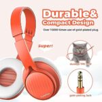 TuneFlux Kids Headphones, Toddler Headphones with Safe Volume Limiter 85dB, Wired School Headphones for Kids with Adjustable and Flexible Design for Boys and Girls-Orange