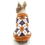 BOBIBI Dog Sweater of The Diamond Plaid Pet Cat Winter Knitwear Warm Clothes,Orange,Large