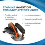Stamina InMotion E1000 Compact Strider – Seated Ellipticalwith Smart Workout App – Foot Pedal Exerciser for Home Workout – Up to 250 lbs Weight Capacity – Black Orange