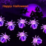 DYTesa Halloween Solar String Lights, 21.3 Ft 30 LED Purple Spider LED Lights IP65 Waterproof for Halloween Outdoor Indoor Party Decor, Patio, Lawn, Garden, Yard