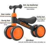 BEKILOLE Balance Bike for 1 Year Old Girl Gifts Pre-School First Bike and 1st Birthday Gifts – Train Your Baby from Standing to Running | Toys for 1 Year Old (Black Orange)