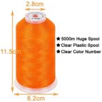 New brothread – Single Huge Spool 5000M Each Polyester Embroidery Machine Thread 40WT for Commercial and Domestic Machines – Neon Dark Orange