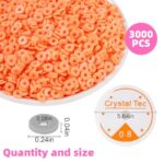 EKoKim 3000pcs Orange Clay Beads Kit for Bracelet Making 6mm Polymer Clay Heishi Beads Flat Round Spacer Beads for Making Bracelet Necklace Earring Accessories DIY Handmade Craft (Orange, 6mm)