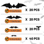 Halloween 100 PCS Bats Decoration,3D Bat Room Wall Decor,4 Sizes Waterproof Black Spooky PVC Bats Stickers for Room Décor Halloween Party Supplies