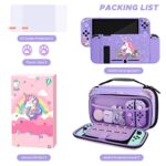 homicozy Cute Unicorn Protection Case for Nintendo Switch,Purple Hard Carrying Case with Soft TPU Protective Cover and Protection Acessories Compatible with Nintendo Switch for Girls