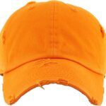 KBETHOS KBE-VINTAGE ORG Vintage Washed Cotton Baseball Cap, Orange
