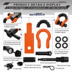 AUTMATCH Shackle Hitch Receiver 2 Inch – 3/4″ D Ring Shackle and 5/8″ Trailer Hitch Lock Pin, 45,000 Lbs Break Strength Heavy Duty Receiver Kit for Vehicle Recovery, Orange