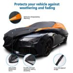MORNYRAY Waterproof All Weather Snowproof UV Protection Windproof Outdoor Full car Cover, Universal Fit for Sedan (Fit Sedan Length 194-206 inch, Orange)