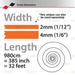 Decal Tape Vinyl Sticker for Vehicle Bodies & Parts Orange 1/2″ PIN Stripe Double Line 32 ft Length for Cars Bumpers Models Helmets Motorcycles Dashboards Bodyworks