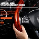 Car Steering Wheel Cover, 2PCS Segmented Steering Wheel Protector, Carbon Fiber Anti-Slip and Durable Car Accessory, Universal Fit for Most Cars (Carbon Fiber Orange)