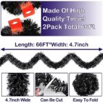 Christmas Tinsel Garland – Metallic Tinsel Twist Garland for Christmas Tree Decorations (Black)