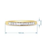 Jewelili 10K Yellow Gold 1/6 Cttw Natural White Round Diamonds Anniversary Ring, Size 7