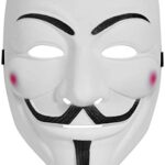 SN-RIGGOR 5 Packs V for Vendetta Anonymous Resin Fancy Cool Costume Cosplay Mask Hacker Mask for Halloween Costume White Anonymous Face Masks for Halloween Party/DIY Toy Head Mask