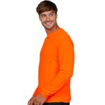 INGEAR Mens Beathable Swim Shirts Mens Sun Shirts Mens Long Sleeve Rash Guard Workout Shirts (Neon Orange, Small)