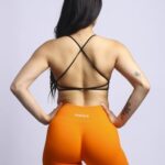AUROLA Power Workout Shorts for Women Tummy Control Squat Proof Ribbed Thick Seamless Scrunch Active Short,Persimmon Orange,S