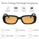 LASPOR Vintage Rectangle Sunglasses for Women Men Fashion Retro Small Square Frame Glasses UV 400 Protection Driving Black (Orange Yellow)