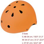 Kids Bike Helmet, Adjustable and Multi-Sport, from Toddler to Youth, 3 Sizes (Orange)