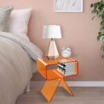 KSacry Acrylic Nightstand Side Table Modern Design Clear Home Decor Display End Table for Living Room,Orange