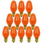 12 Pack C7 Orange Light Bulb Ceramic Incandescent 7 Watt E12 Base C7 Night Light Colored Bulb Candelabra Based Orange Bulb Halloween Bulb