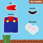 Oskiner Mario Costume for Kids Boys-Halloween Kids Cosplay Plumber with Accessory
