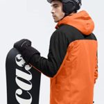 FREE SOLDIER Men’s Waterproof Ski Jacket Fleece Lined Warm Winter Snow Coat with Hood Fully Taped Seams(Orange,M)