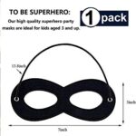 1 Pcs Black Superhero Masks Soft Felt Eye Mask Halloween Costume Half Masks with Adjustable Elastic Ropes (1 PACK)