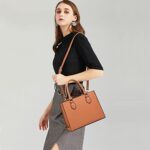 CHICAROUSAL Crossbody Purses and Handbags for Women PU Leather Tote Top Handle Satchel Shoulder Bags (Orange Brown)