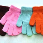BaiX Boys and Girls Warm Winter Knitted Writing Gloves, 5-12 Years Old (Orange)